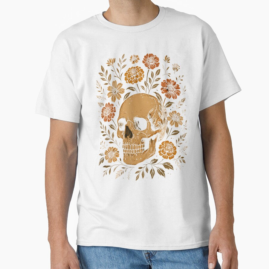 Fairycore Flowers Skull Whimsical Art Style Florals Vintage by TommieJune
