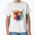 Scottish Highland Cow Colorful Watercolor by MaedK