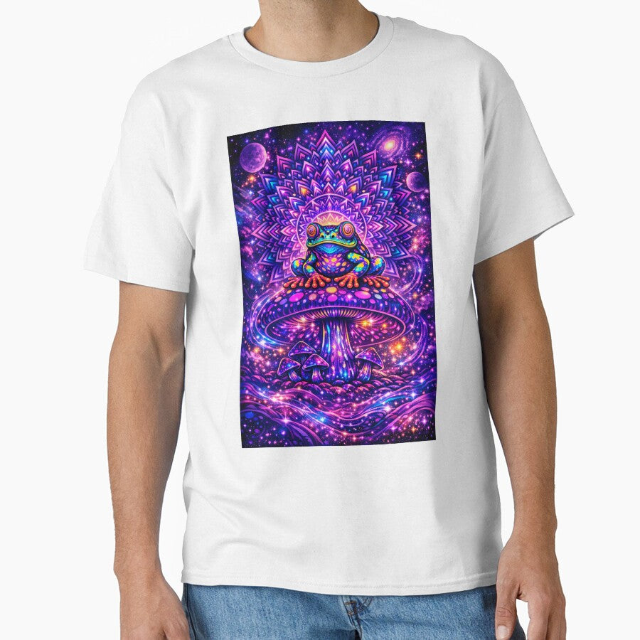Psychedelic Cosmic Frog on Magic Mushroom – Trippy Mandala Frog Galaxy Art by RustedToad