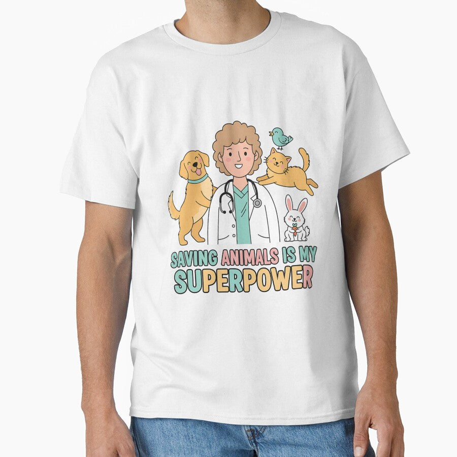 Saving Animals Is My Superpower – Funny Veterinarian Shirt by Muzgle