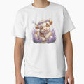 Moo In Bloom Peaceful Highland Cow Lavender Field by HumTumMe