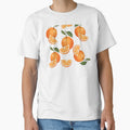 Watercolor Orange Citrus Pattern on Retro Stripes by mitalim