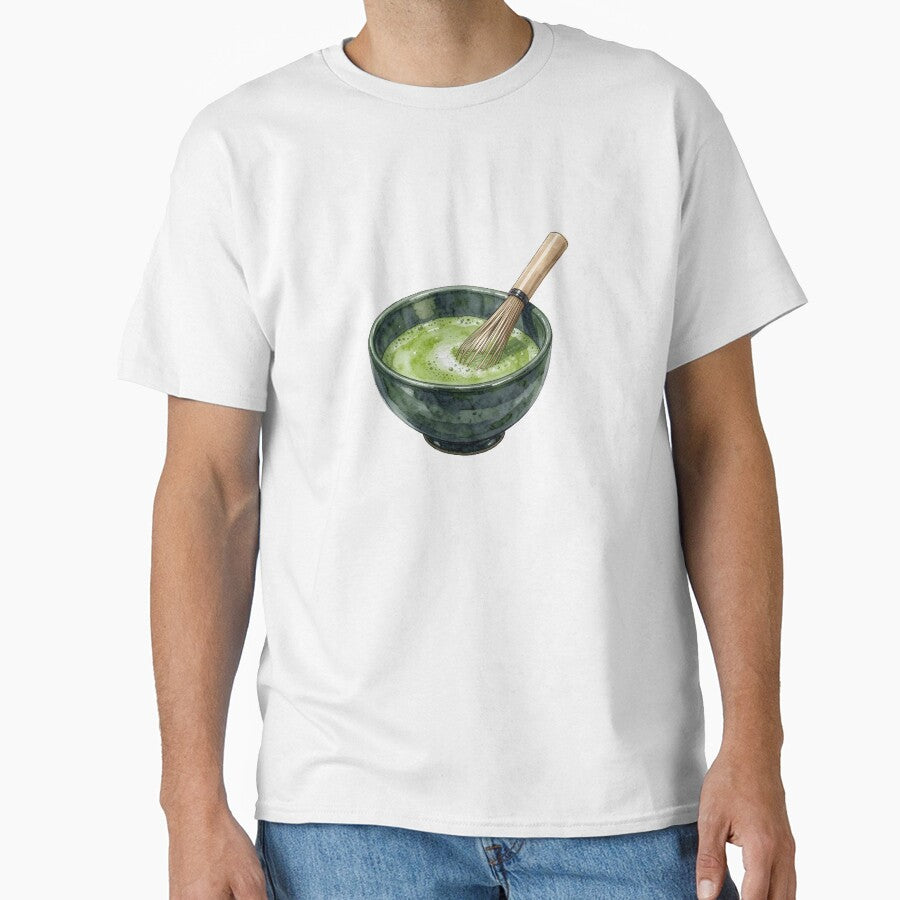Traditional Watercolor Matcha Green Tea Bowl & Bamboo Whisk by LuminaArtRO