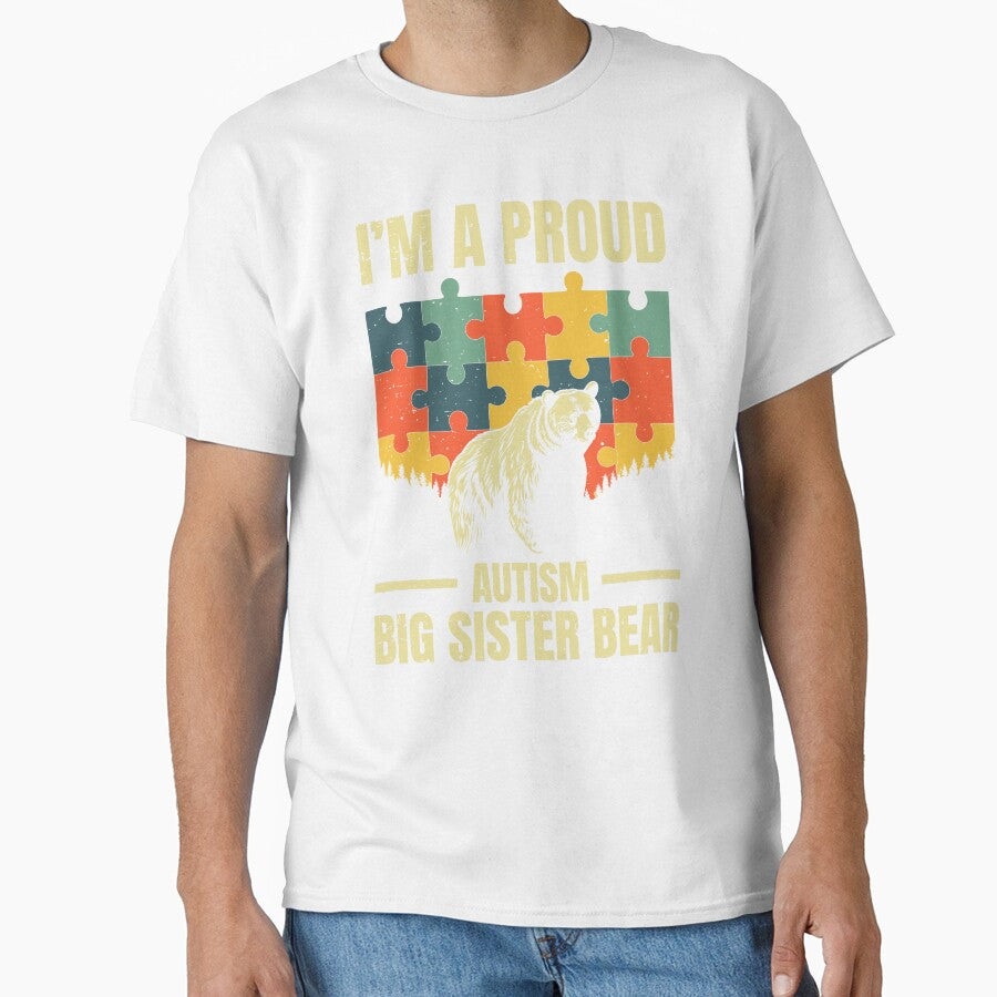 Proud Autism Big Sister Bear Neurodiversity Acceptance Puzzle Design by G350