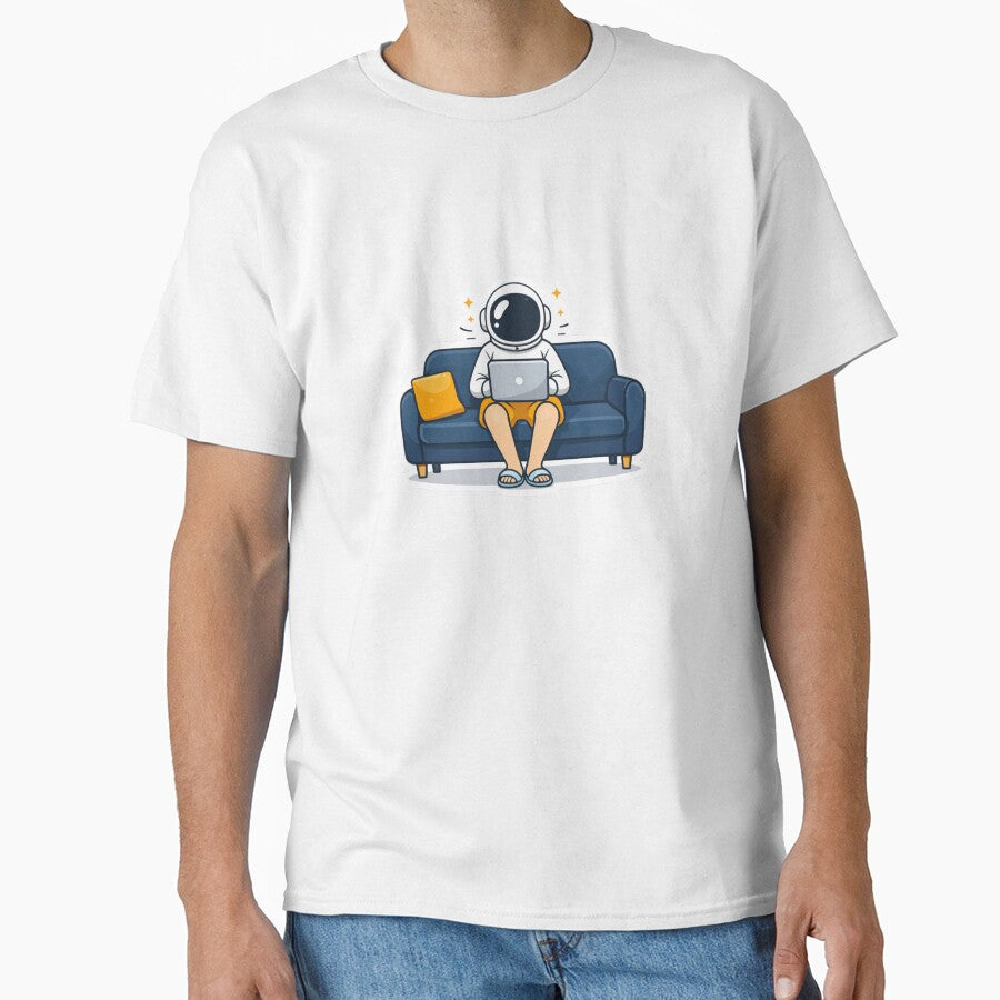 Astronaut Working From Home Laptop Remote Work Funny Design by ZYNORAworld