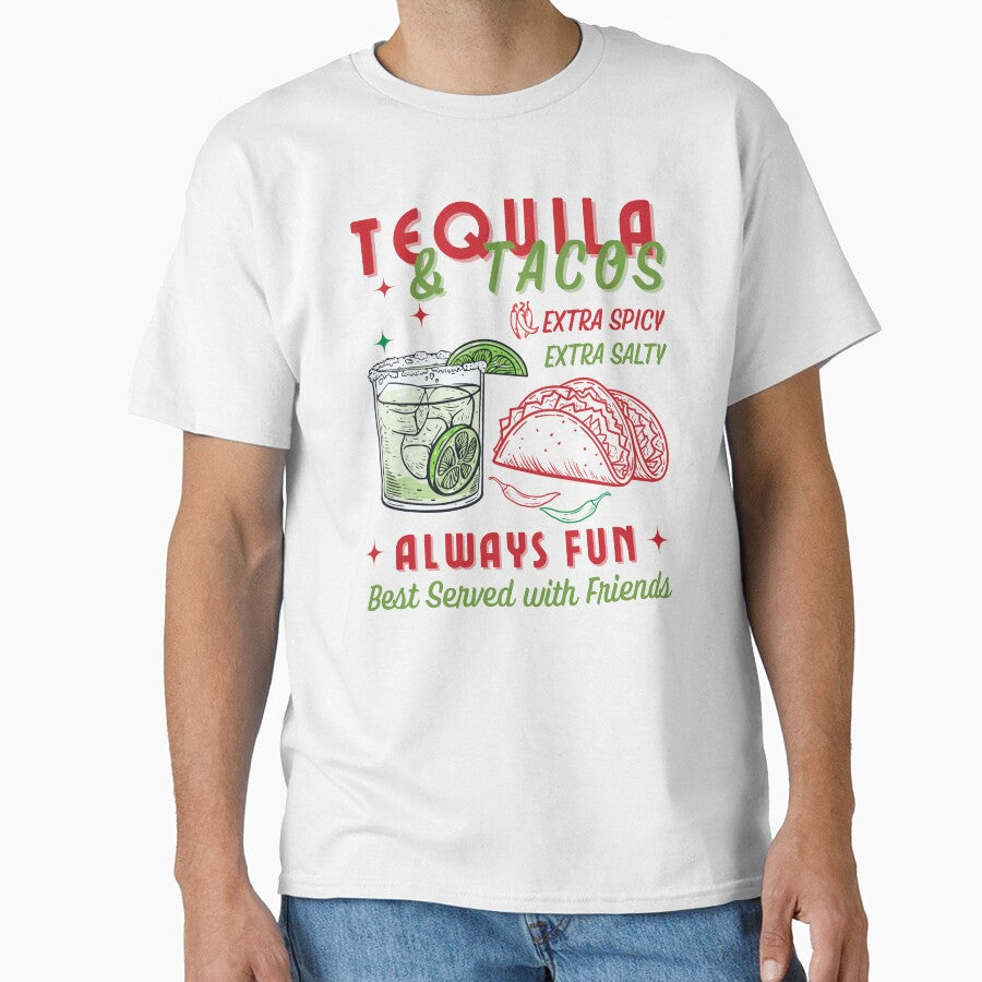 Tequila & Tacos, Happy Hour Party Shirt, Spicy Foodie Vibes Simple Design by BeaverFriends