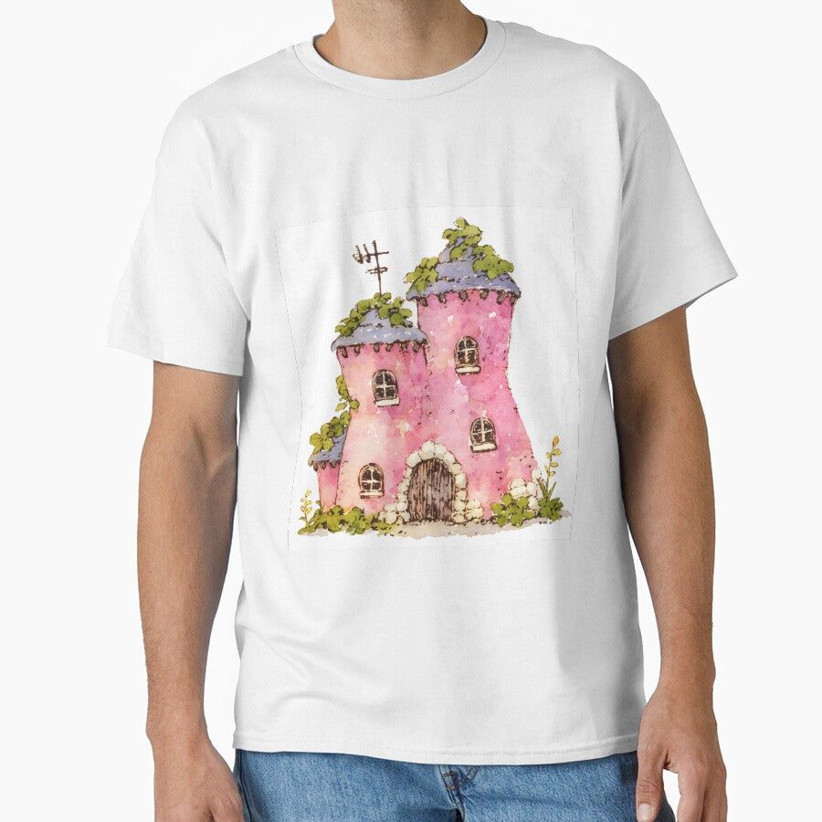 Mossy Roof Pink Storybook Cottage by bubblegoth