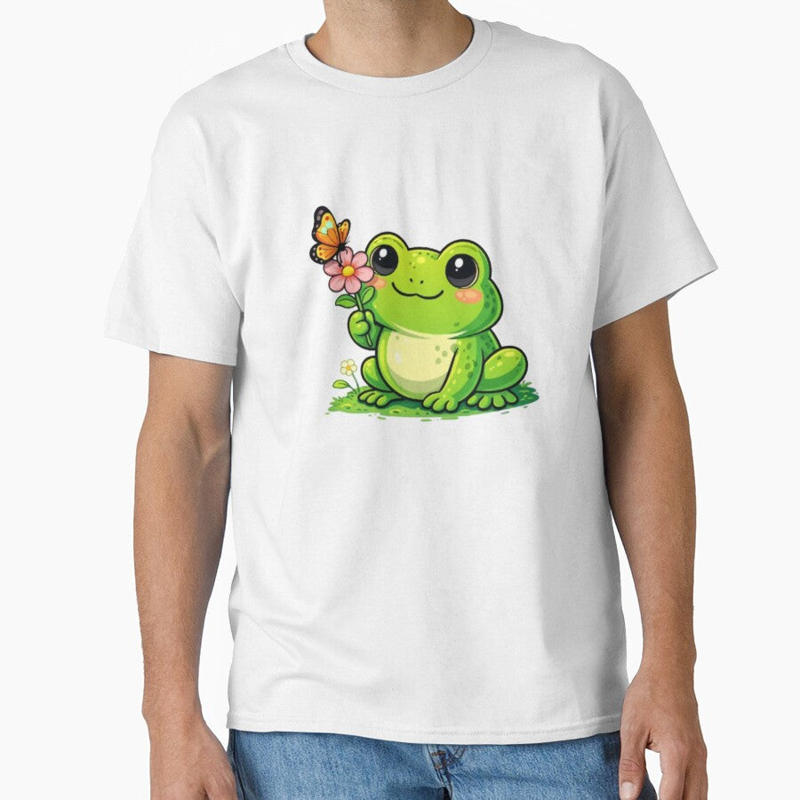 Frog and butterfly on a flower by FroggyOnly