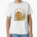 Slow Down Cute Retro Snail - Minimalist Groovy Slow Living Art by helenostore