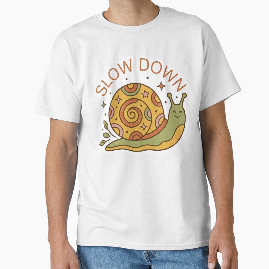 Slow Down Cute Retro Snail - Minimalist Groovy Slow Living Art by helenostore