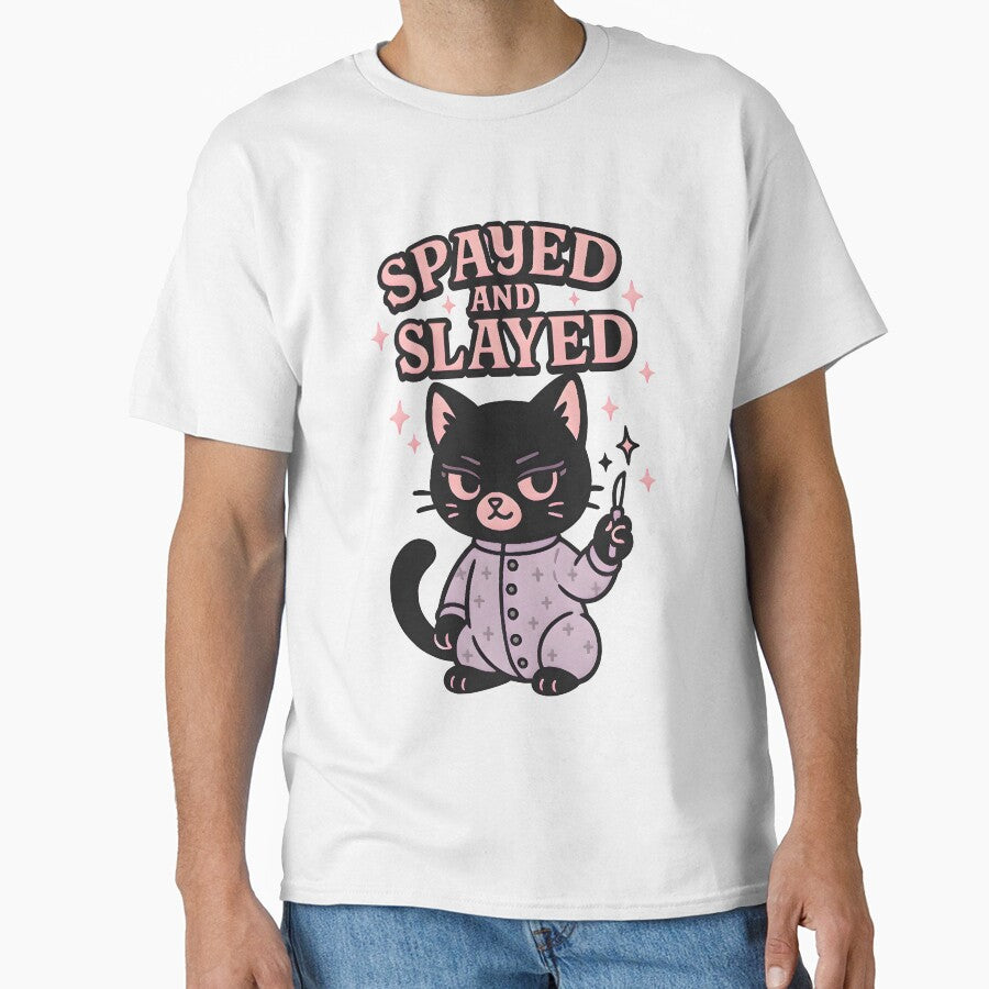 Spayed and Slayed – Funny Dark Humor Vet Cat Design by Bettybee00