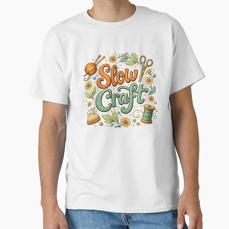 Slow Craft – Cozy Sewing & Knitting Illustration by blankTeeShirt