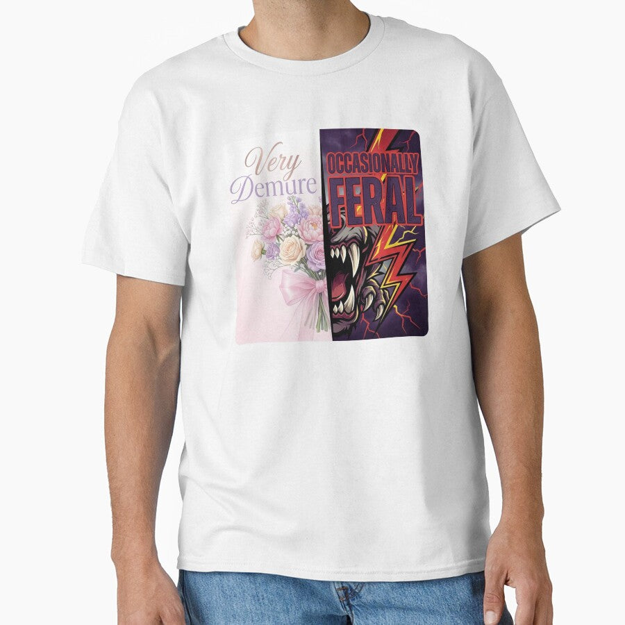 Very Demure Occasionally Feral - Funny Duality Aesthetic Tee by RDproject