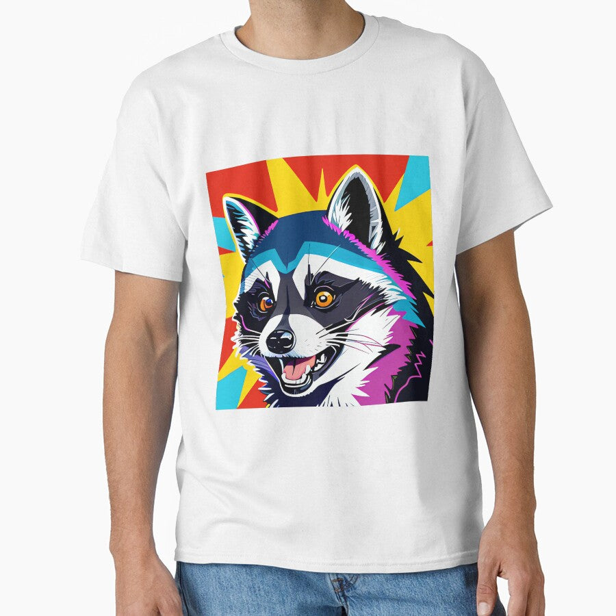 Modern Abstract Pop Art Style Laughing Raccoon Drawing" by thejoyker1986