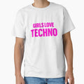 Girls Love Techno – Y2K Rave Baby Tee. Techno Lover Shirt by kitsandkitesyk2