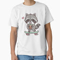 Cute Skateboarding Raccoon Drinking Boba Tea by rustydoodle