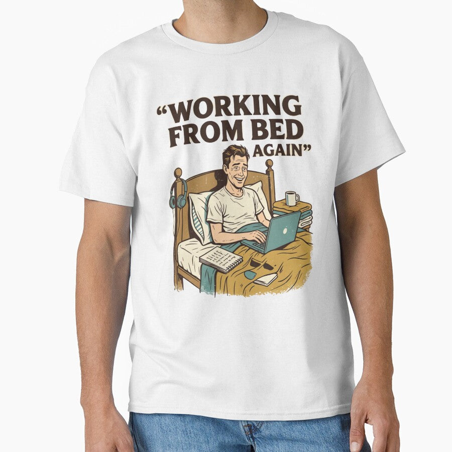 Working From Bed Again Funny Vintage Remote Worker Design by urbinet