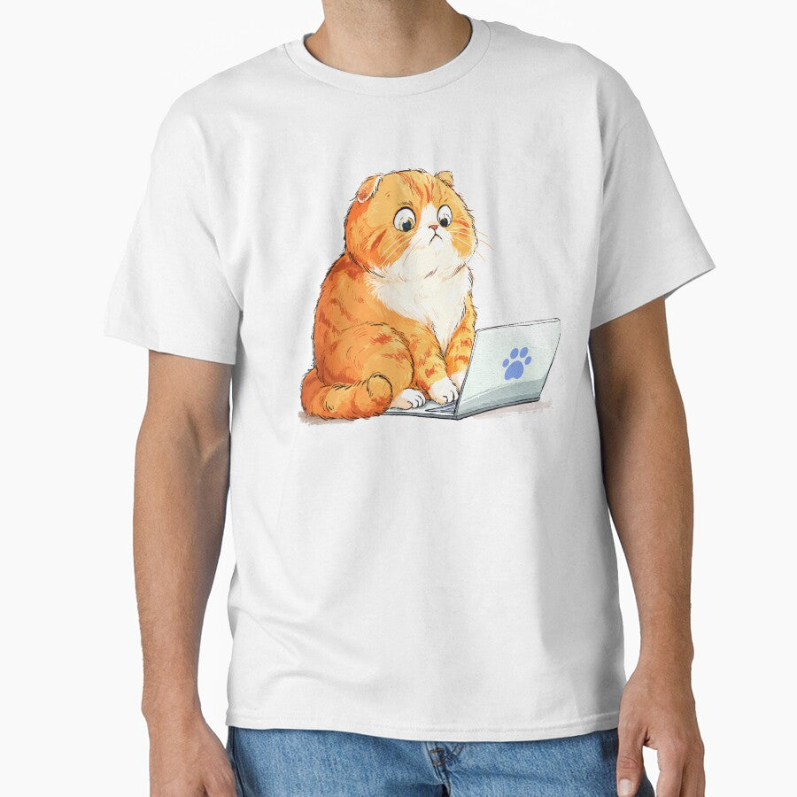 Cute Scottish Fold Cat Freelancer Working on a Laptop by De Cat Times