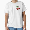Cherries Pattern on Ivory White Background | Cute Fruit Design by Phat Dog Designs