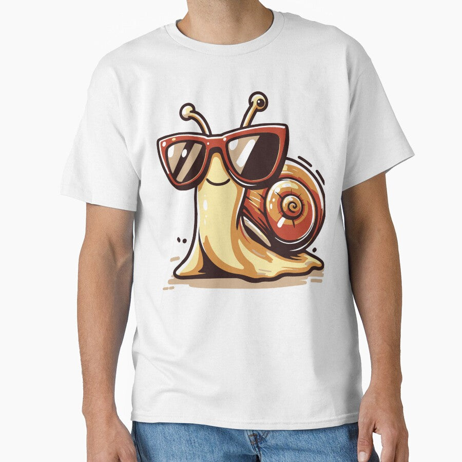 A cool snail wearing sunglasses while slowly moving forward. The design humorously celebrates slow living and relaxed personalities.1 by Dejbar