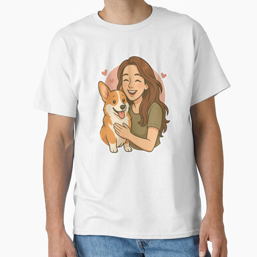Royal Companions: Woman & Pembroke Welsh Corgi Cartoon by GoodyPaws