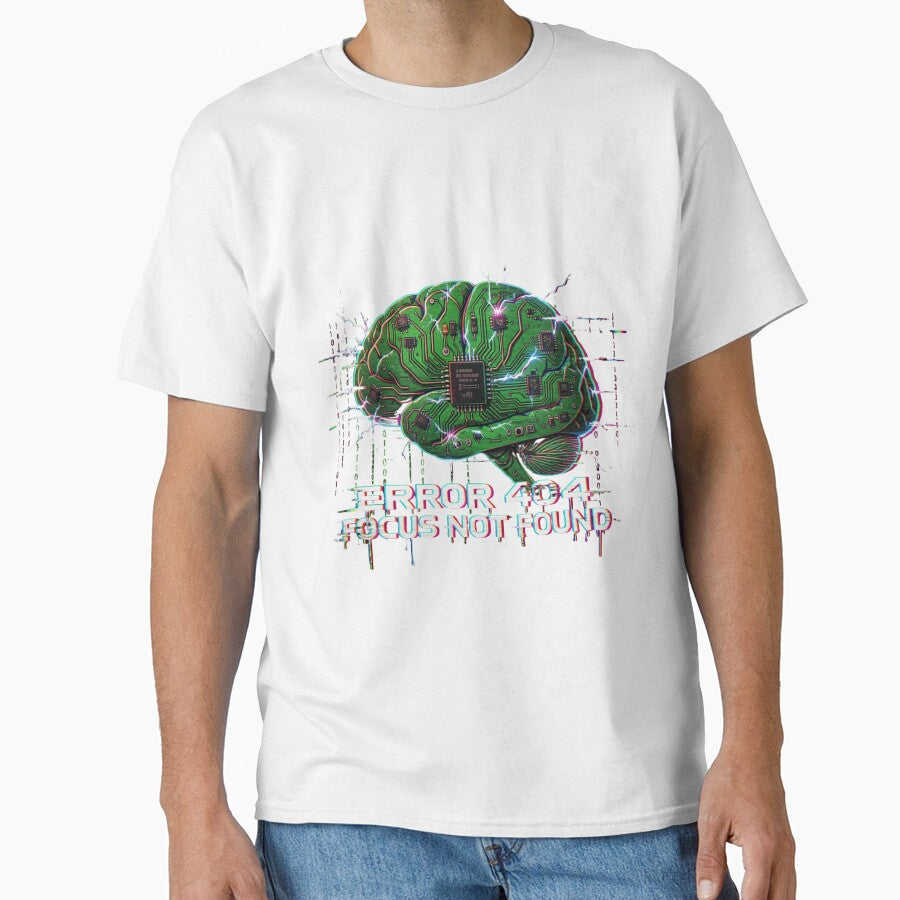ERROR 404 FOCUS NOT FOUND funny ADHD Coder Brain by shop43