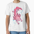 Pink axolotl floating among bubbles by megudesignart
