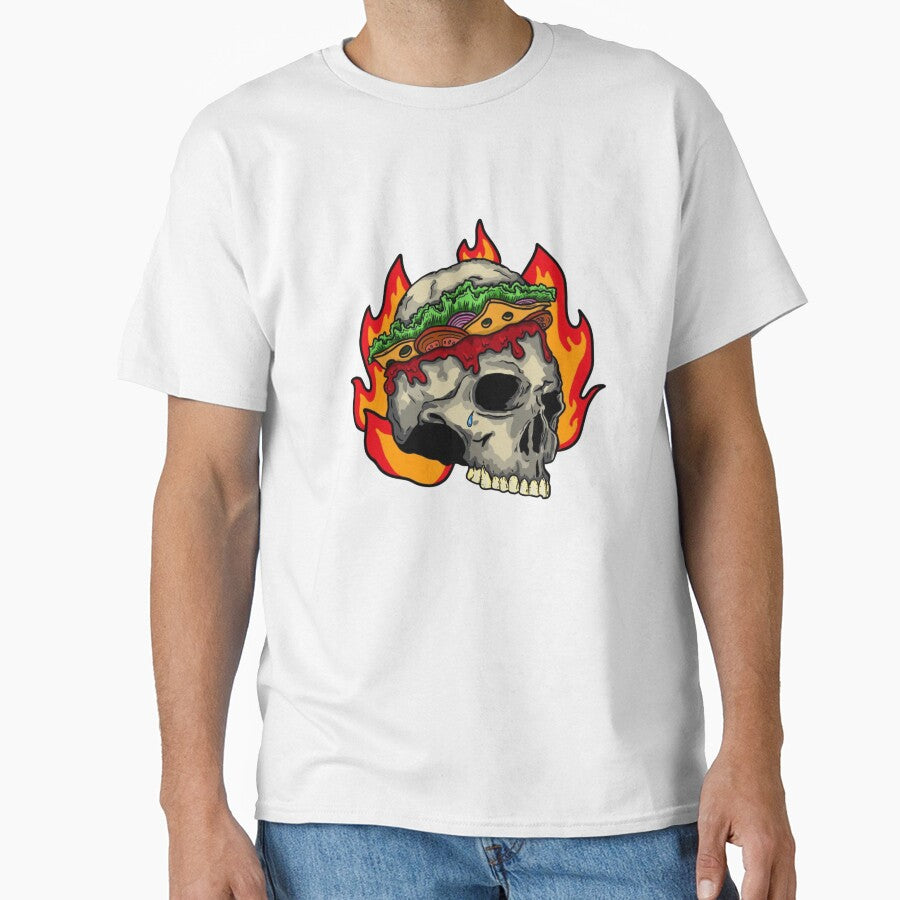 Skull Sandwich Fire Spicy Funny Hot Food by Oniyasha