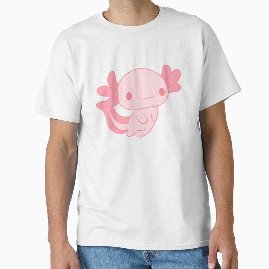 Cute Smiling Axolotl in Pastel Pink by elunemori