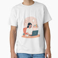 Woman Working on Laptop – Cozy Home Office Art by Illustrator Bhaiya