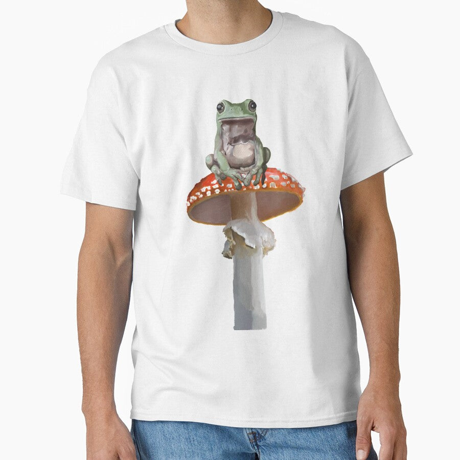 Frog sitting on a mushroom by Gatosenojados