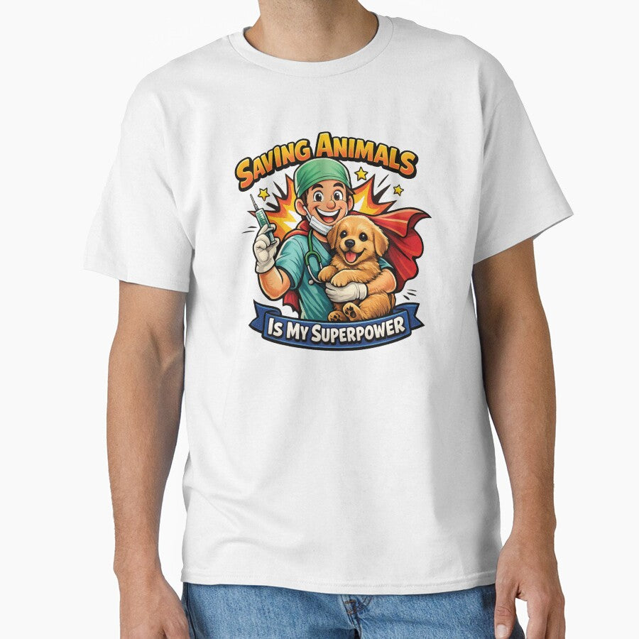 Saving Animals Is My Superpower – Funny Veterinarian Vet Tech Animal Rescue Design by 486DesignCo