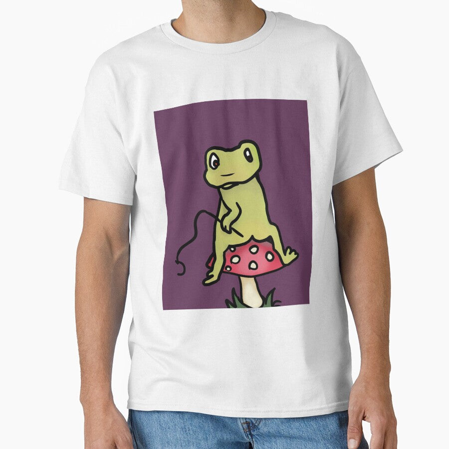 Frog Fishing On Mushroom Cap - Funny Cottagecore Graphic by YanaKnitShop