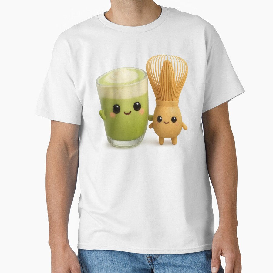Cute Matcha Latte & Whisk Friends | Kawaii Fun Food Art by Moons Studio