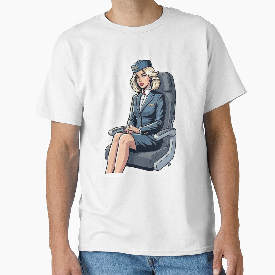 Nordic Flight Attendant Scandinavian Stewardess Vintage Airline Crew Travel Aesthetic Art by VectorJoy