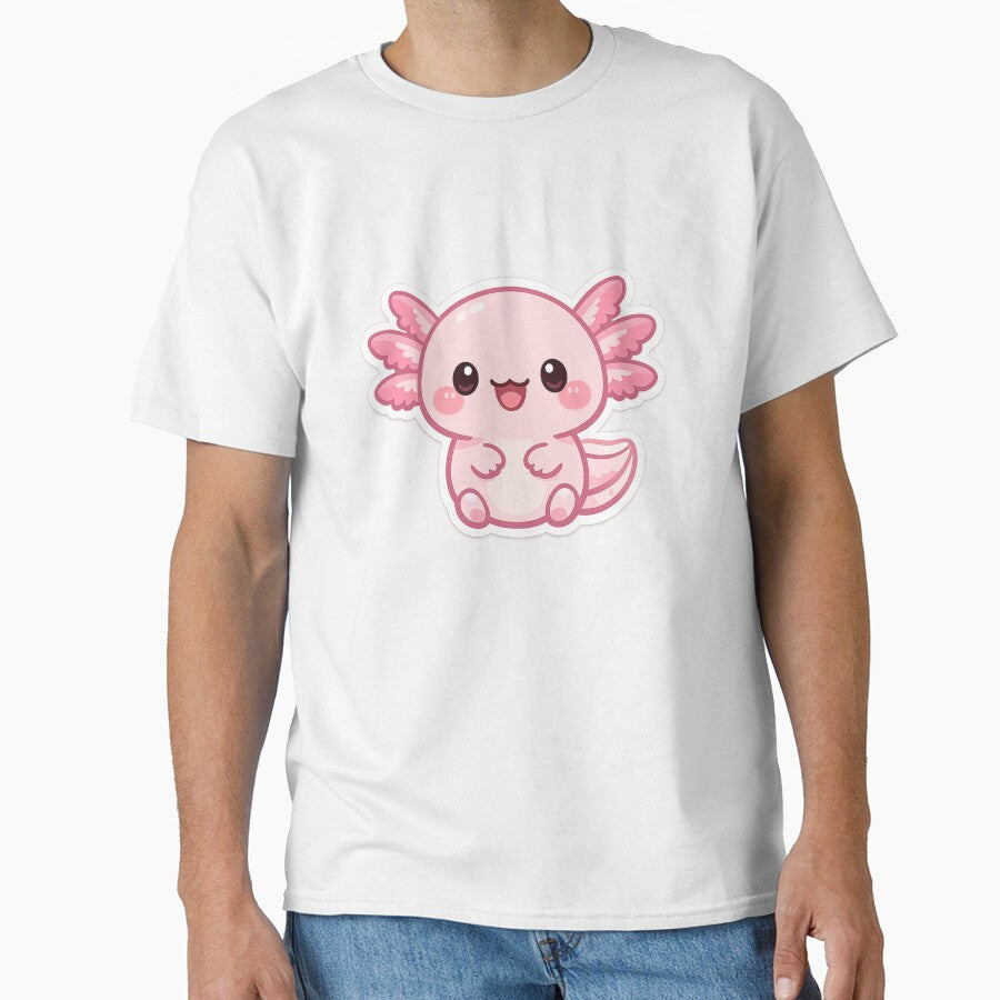 Cute Kawaii Axolotl Smiling – Pastel Pink Axolotl Cartoon Sticker | Adorable Kawaii Animal by ArtWaveStudio8