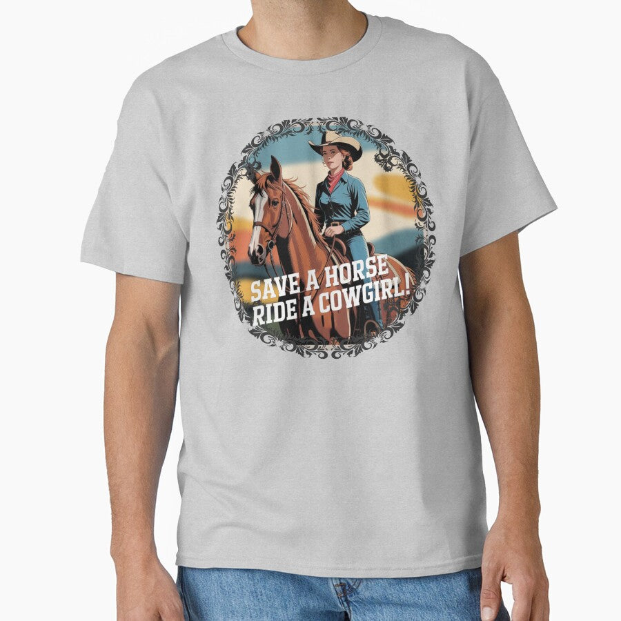 Save a Horse Ride a Cowgirl Vintage Western Funny Saying by Redjakkal