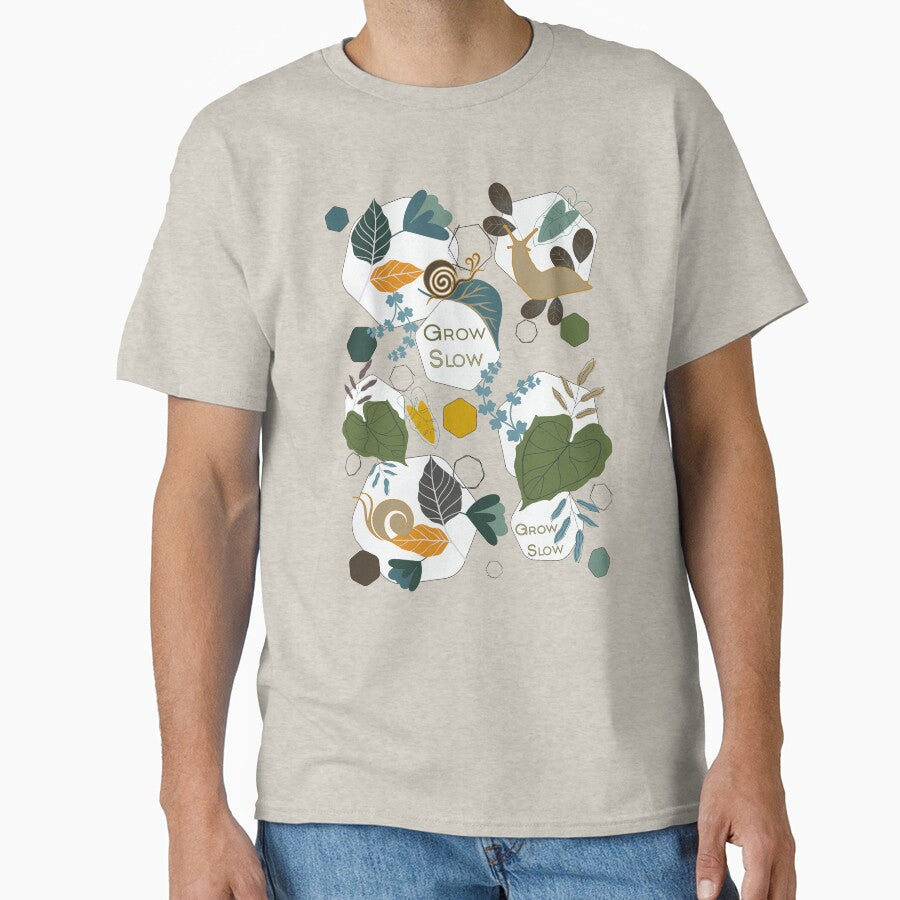Grow Slow Botanical Snail Pattern Design by Vibria Pattern Studio