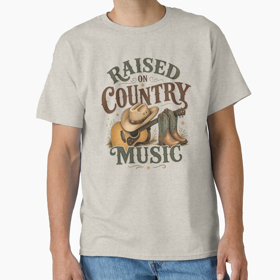 Raised On Country Music Tshirt by CozyCollectiveCo