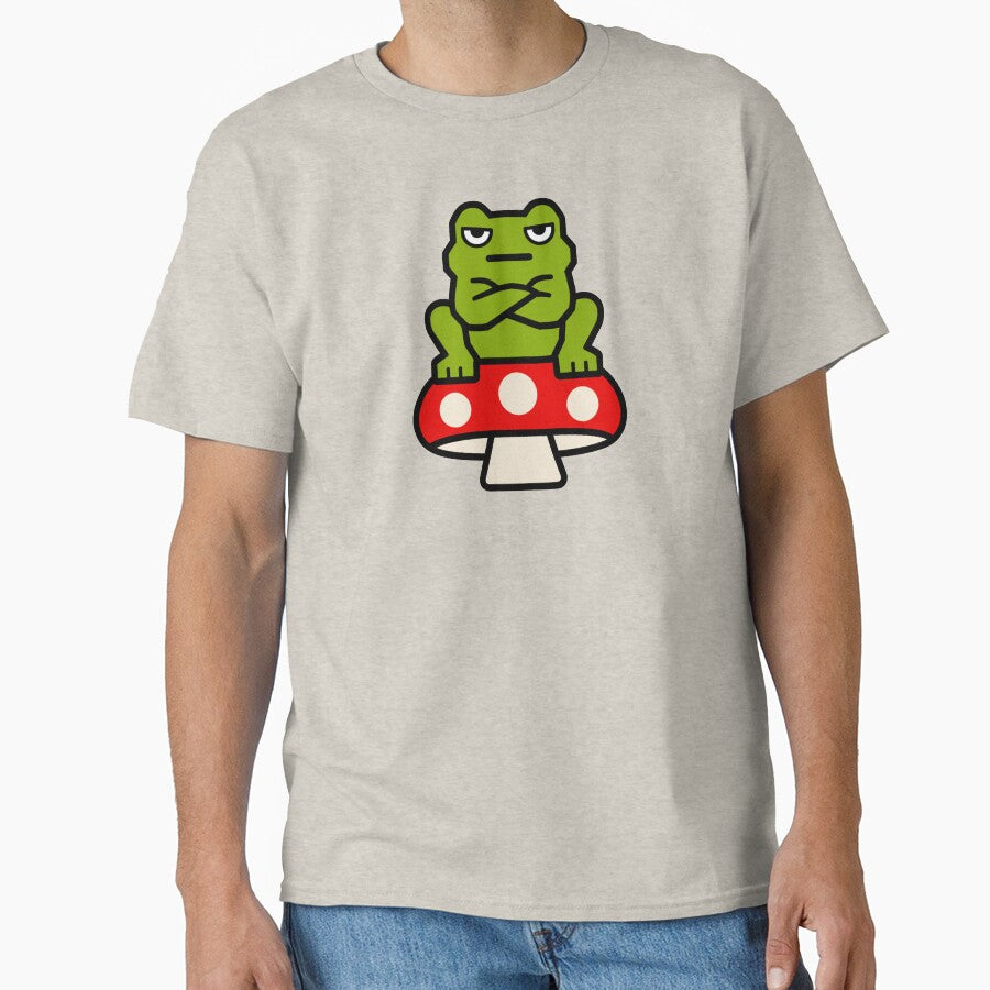 Grumpy Frog on Mushroom by Lyfeinsights