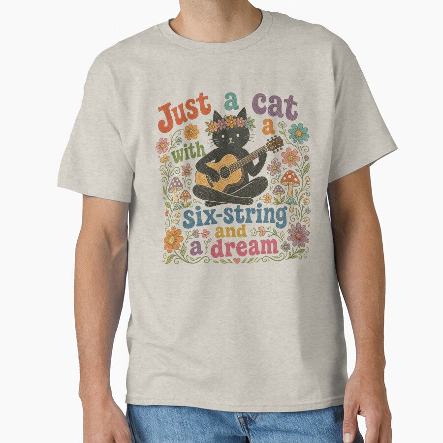 Hippy Cat Guitar Music Lover by Reverie & Roses