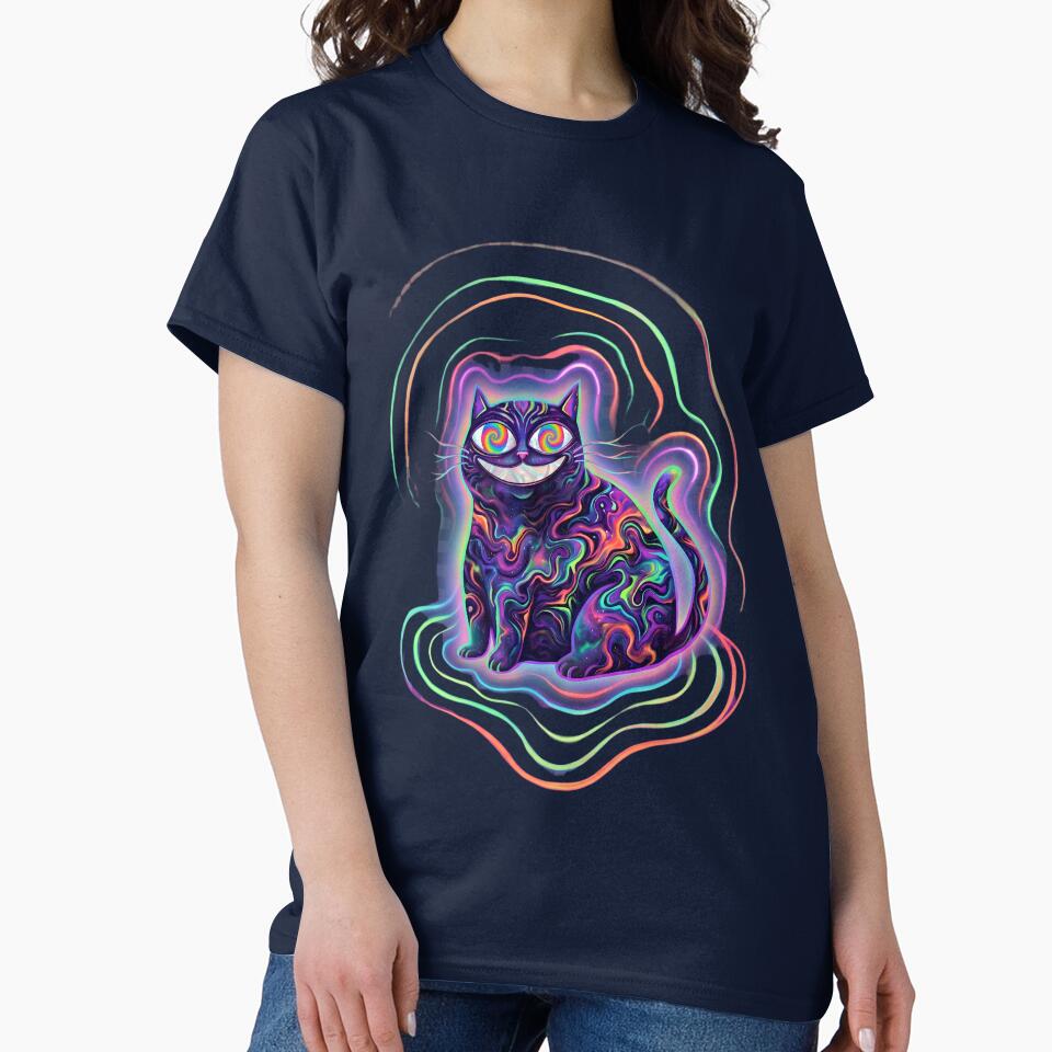 Psychedelic Trippy Cat - Neon Acid Cheshire Art by digitalbob60
