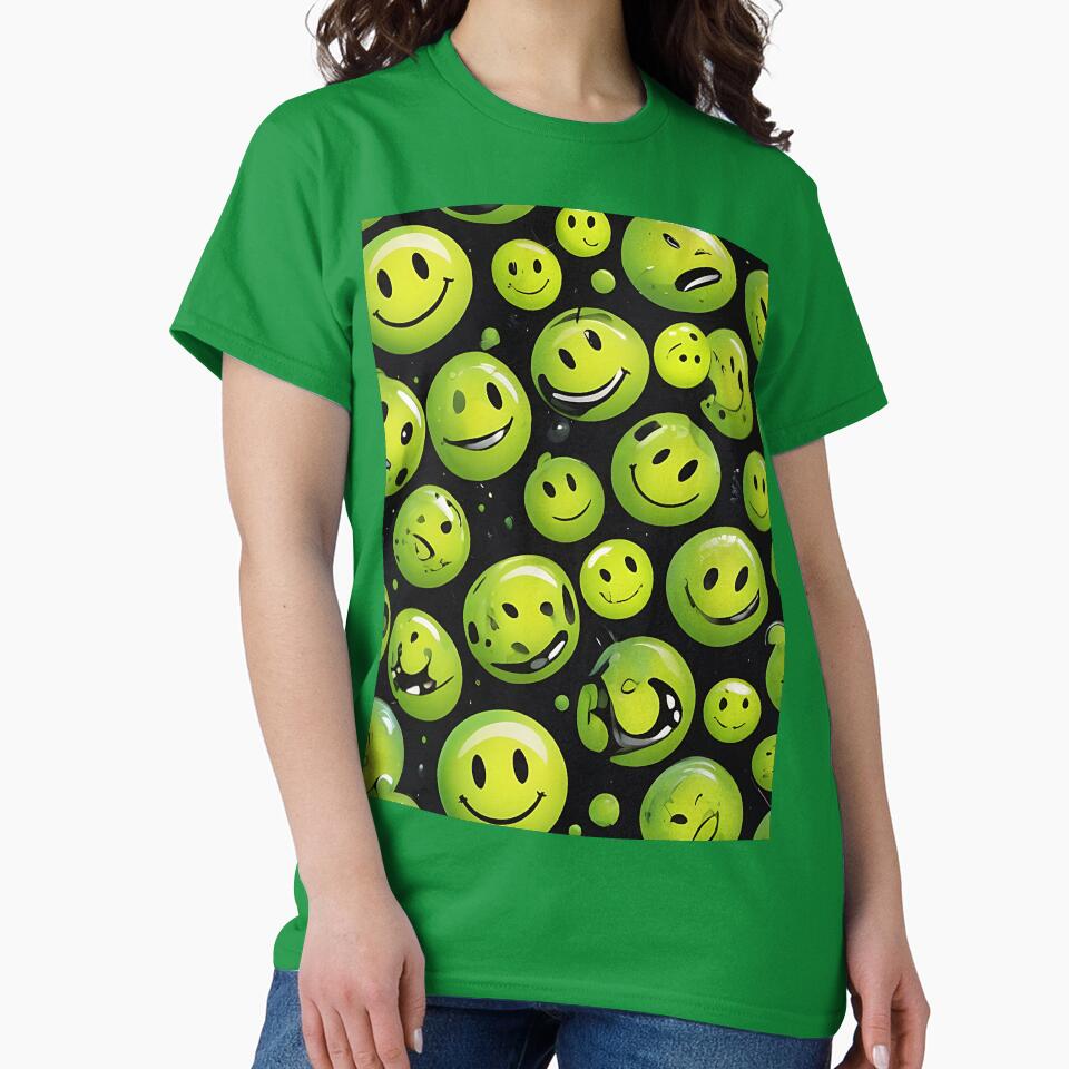 Acid Techno Smiley Face Pattern - 90s Rave by  ZenRave Designs