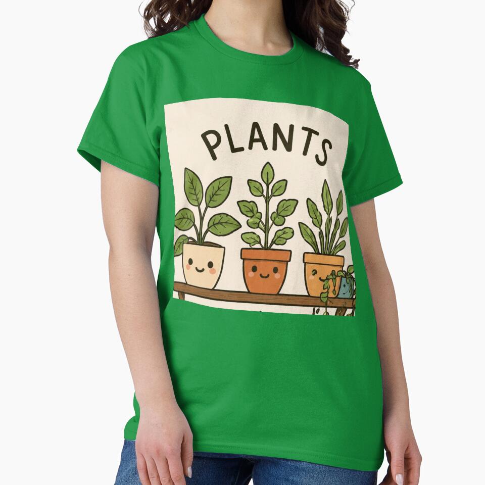 Cute Kawaii Potted Plants on Shelf Illustration by LYAN-STORE
