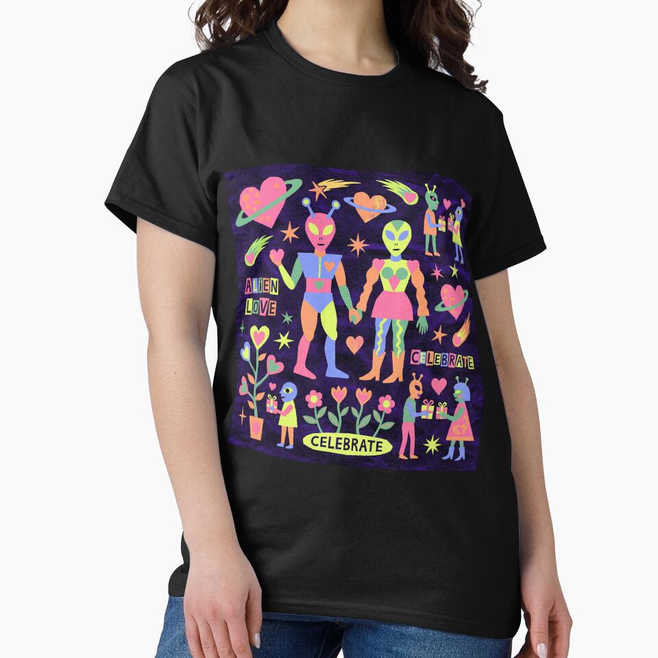 Neon 90s Blacklight Alien Love Celebration by zzz888