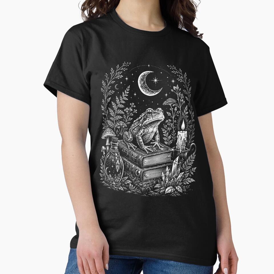 Woodland Moonlit Frog on Lily Pad Mushroom  Vintage by SOUFIANE1991