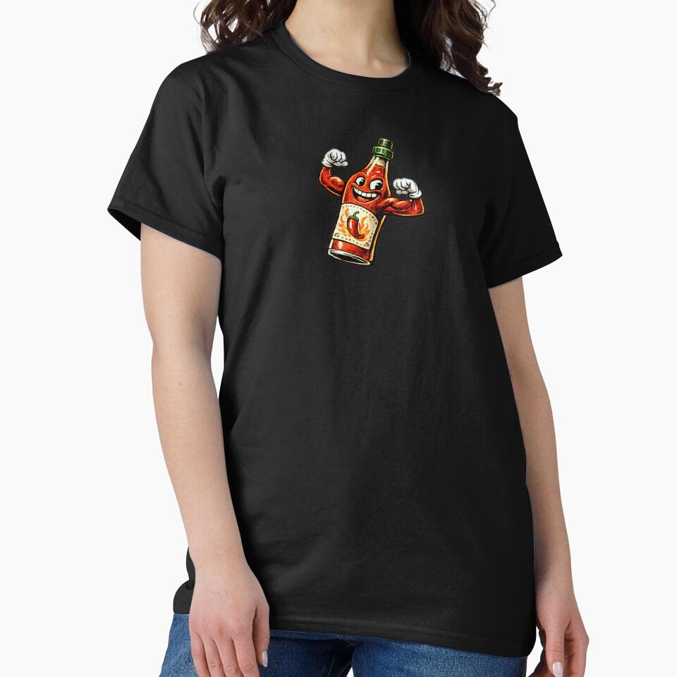 Hot Sauce Bottle Flexing in Mirror Pleased With Itself – Bold Mexican Folk Art Ornate Illustration by OnPointOutfits