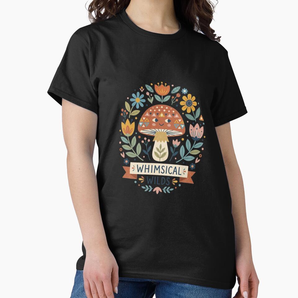 Whimsical Smiling Mushroom Folk Art by Figurimania