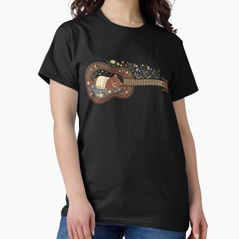 Sleeping Bear Guitar Folk Music - Cottagecore Floral Acoustic by Zazz Lee