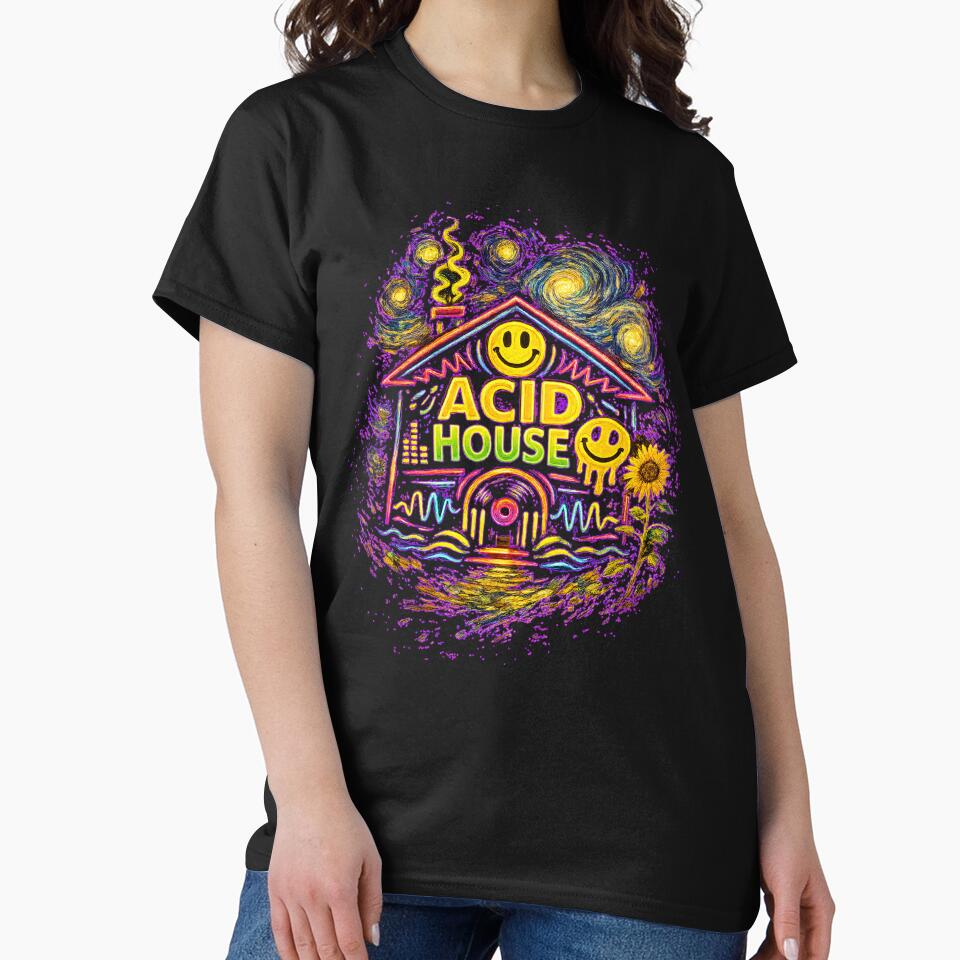 Acid House House Neon Art – Old School Rave Smiley Design by leyfinder